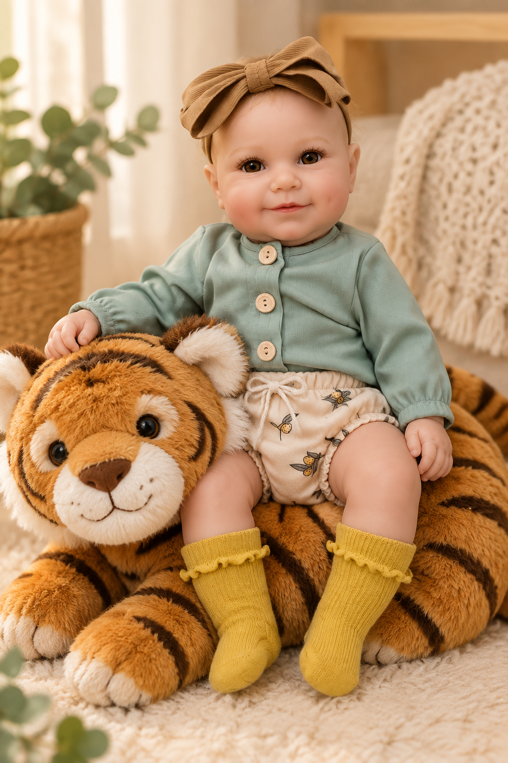 Bianca on toy tiger