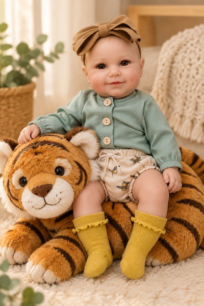 Bianca on toy tiger