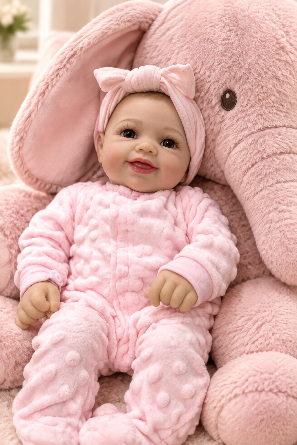 Faye on pink elephant