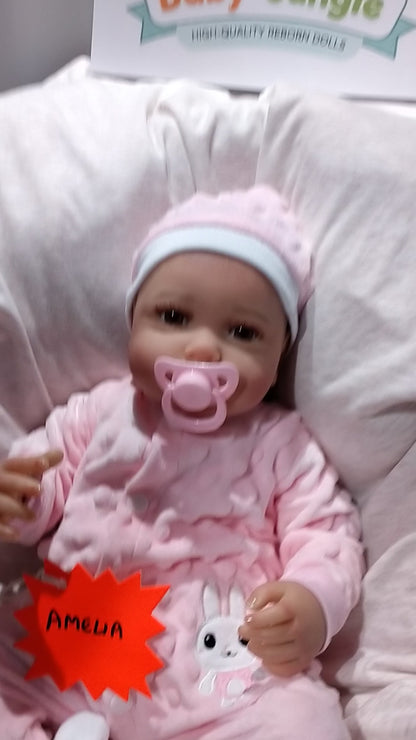 AMELIA Beautiful reborn doll girl. Nicely Weighted to 4.8lbs 2.2kgs 18" 46cm