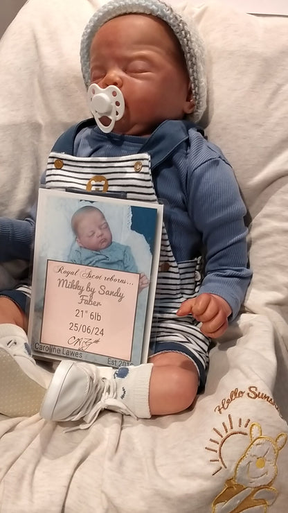 MIKKY By Sandy Faber reborn doll boy Mikki . weight &nbsp;6bs 2.7kgs 21" 53cm