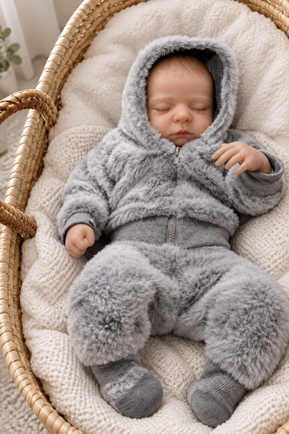 Reborn baby boy asleep in Moses basket