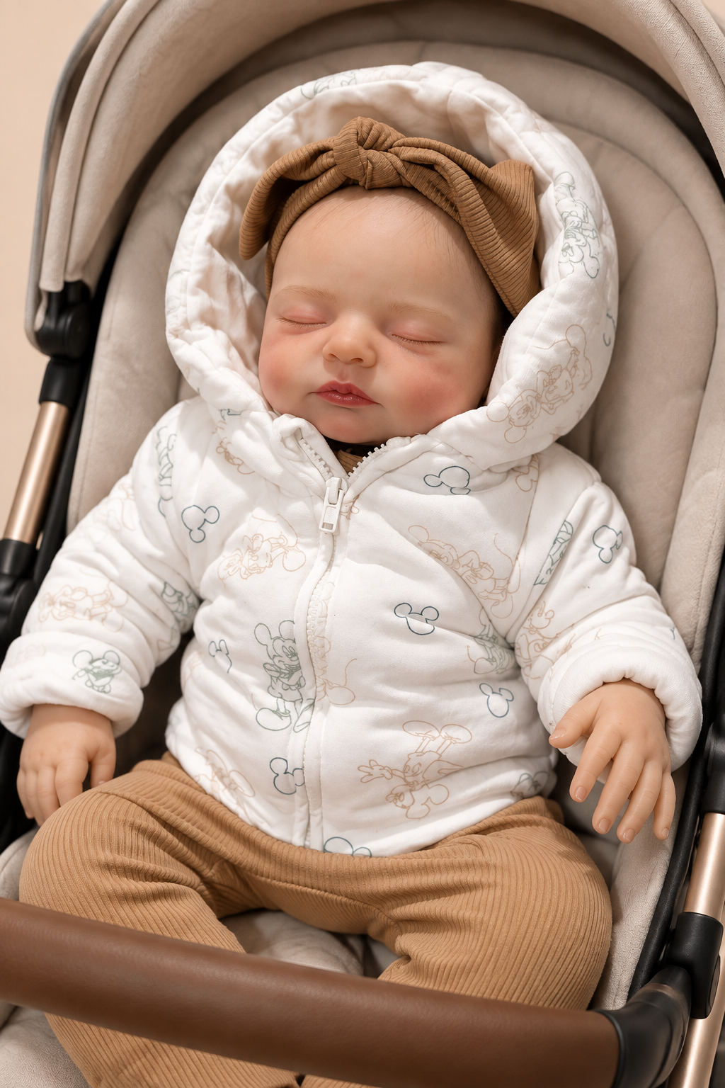 Reborn doll in pushchair